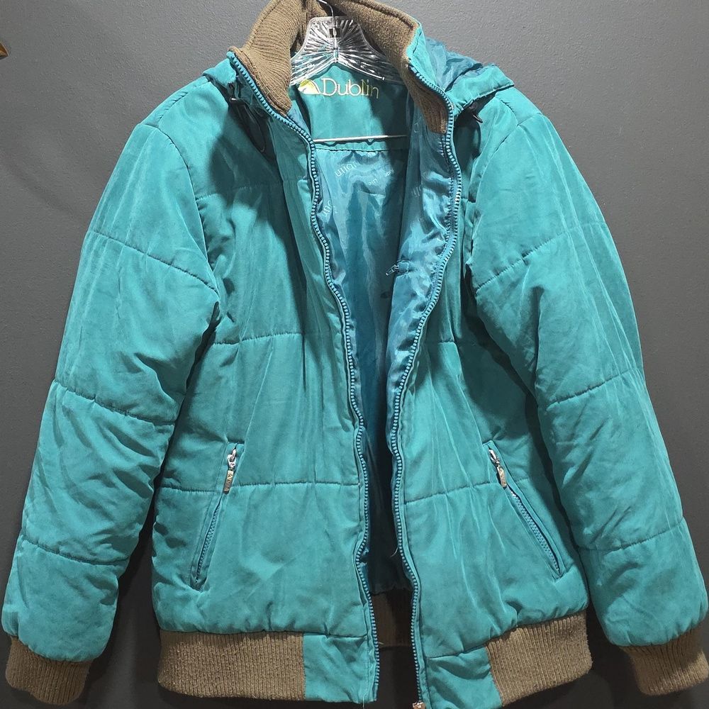 Dublin Turquoise Padded Puffer Unisex Flinders Jacket Coat Sz XL Flaw